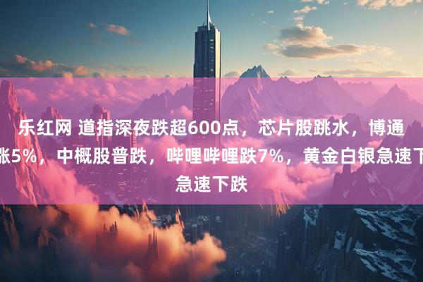 乐红网 道指深夜跌超600点，芯片股跳水，博通飙涨5%，中概股普跌，哔哩哔哩跌7%，黄金白银急速下跌