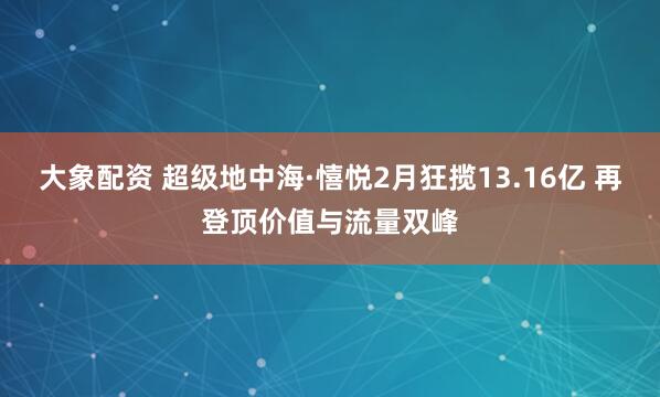 大象配资 超级地中海·憘悦2月狂揽13.16亿 再登顶价值与流量双峰