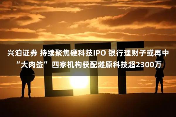 兴泊证券 持续聚焦硬科技IPO 银行理财子或再中“大肉签” 四家机构获配燧原科技超2300万